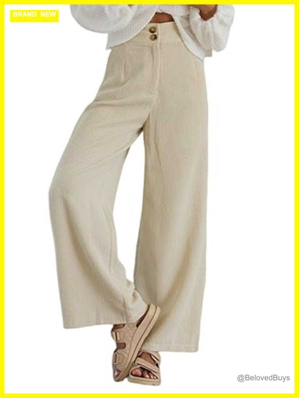 Corduroy Pants with Pockets Wide Leg High Waisted Casual Work